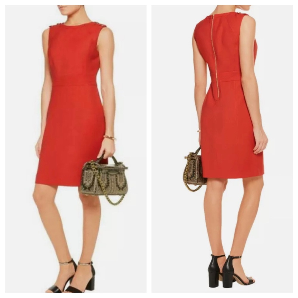 TORY BURCH EUC Evelina Sleeveless Sheath Dress SZ 2 Red Wool Blend